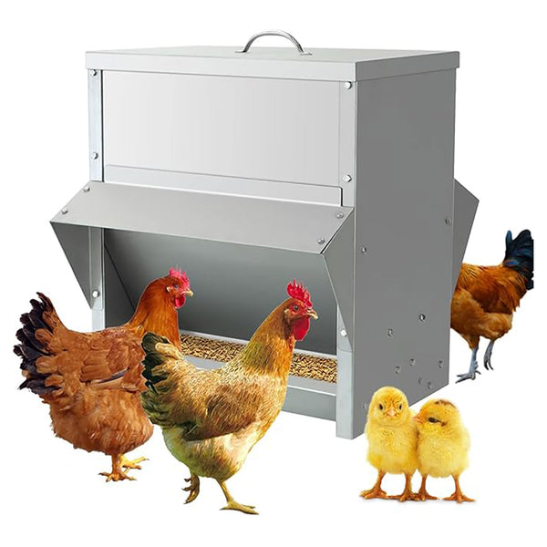 sconto Mangiatoia per Galline 41x45x46 cm 2 Lati Capienza 30kg in Acciaio Zincato