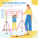 Barra Trazioni per Bambini Pieghevole Altezza Regolabile 88-128 cm in Acciaio Rosa  -4