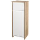 Mobile Bagno con Cassetto e Armadietto con Ripiano Regolabile Interno 32,6x30x90 cm in MDF Bianco e legno naturale-1