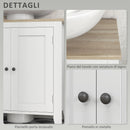 Mobile Sottolavabo Bagno a U con Ripiano Regolabile Interno 60x30x60 cm in MDF Bianco e Legno-6