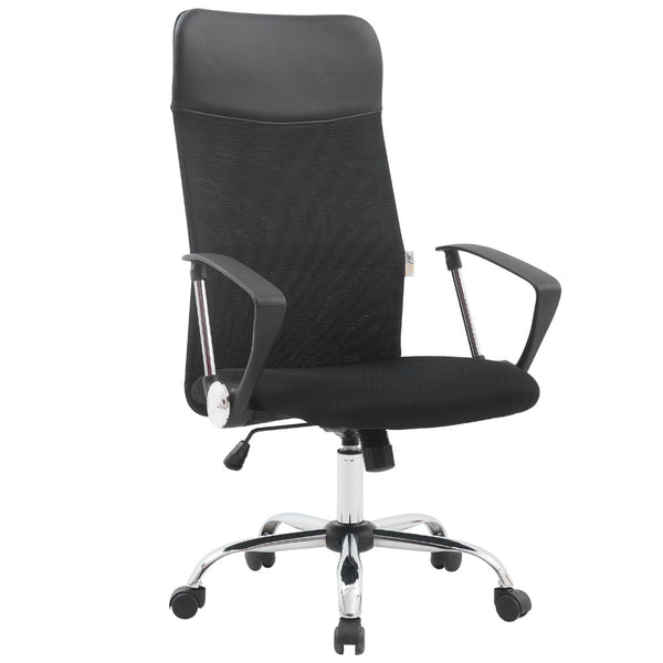 Sedia Direzionale da Ufficio 66x50x112/123 cm Ergonomica in Rete Mesh Certificata EN1335 Nera online