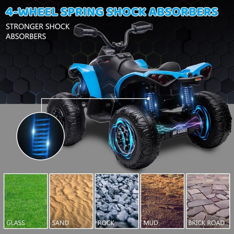 Quad Elettrico per Bambini Licenza Can-Am Renegade 12V ATV Telecomando e Ammortizzatori Blu  -3