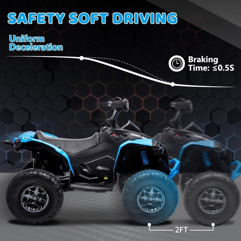 Quad Elettrico per Bambini Licenza Can-Am Renegade 12V ATV Telecomando e Ammortizzatori Blu  -6