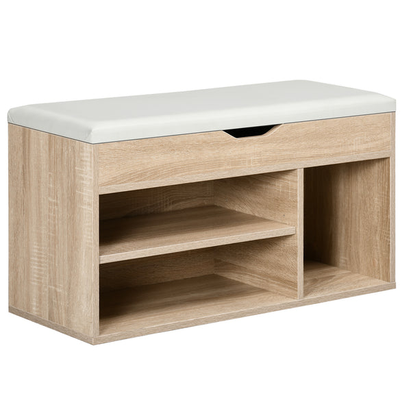 Scarpiera Salvaspazio Imbottita con Spazio a Scomparsa 80x30x45 cm in Legno e Pelle PU Colore Legno prezzo