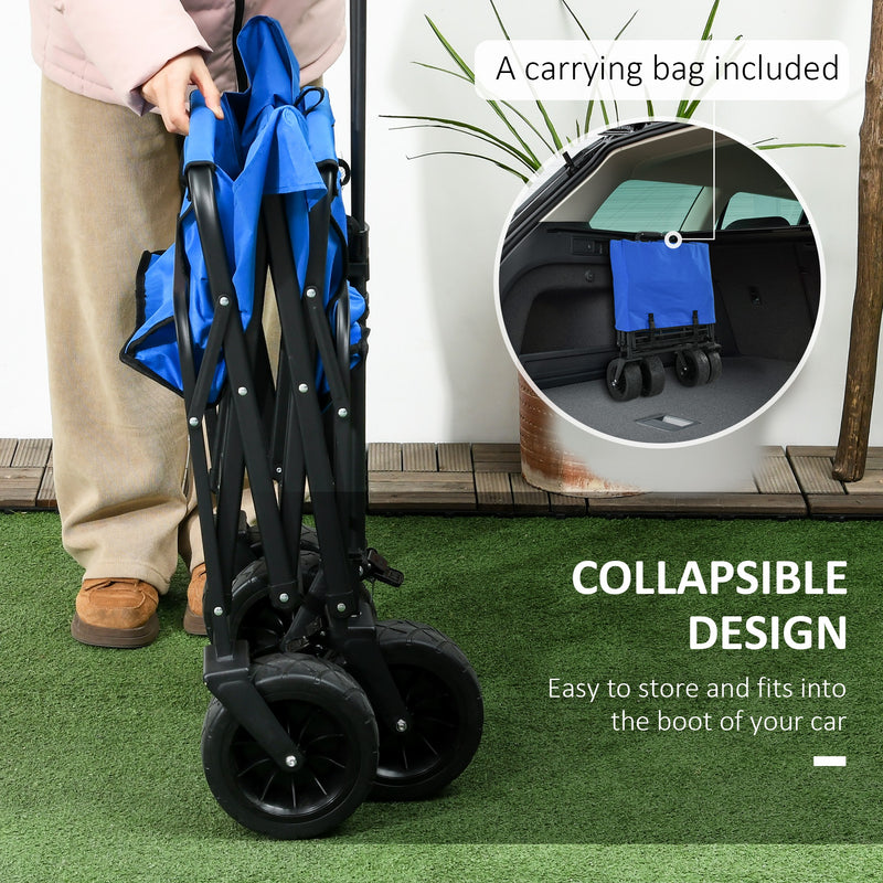 Carrello da Giardino 110L con Maniglia Telescopica e Borsa Termica  in Acciaio e Tessuto Blu-4