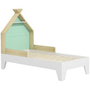 Struttura Letto Singolo per Bambini 144x74x110 cm Casetta con Sponde in Legno Verde  -1