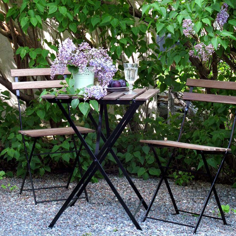 Set Tavolino e 2 Sedie Pieghevoli da Giardino Bistrot Nero-4