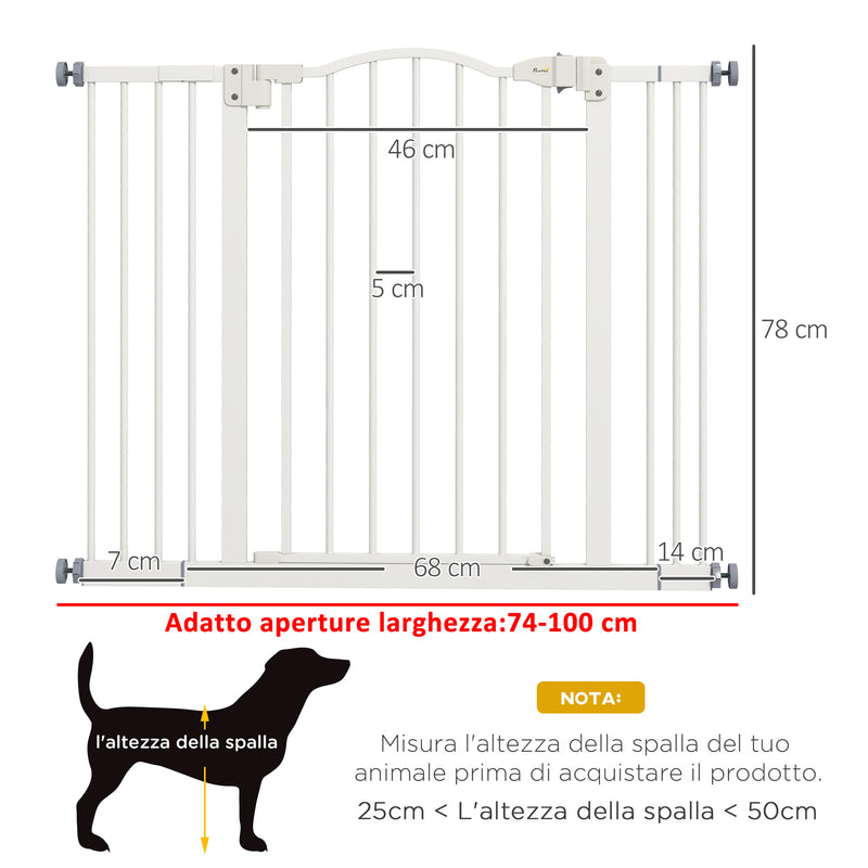 Cancellino per Cani Estensibile 74-100x78 cm in Metallo Bianco-3