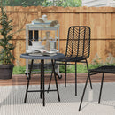 Tavolino da Giardino Moderno 50x50x55 cm in Rattan e Acciaio Grigio e Nero-2