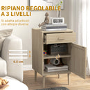 Set 2 Comodini per Camera da Letto con Cassetto e Anta 40x40x68,5 cm in Rattan Stile Boho Naturale-6