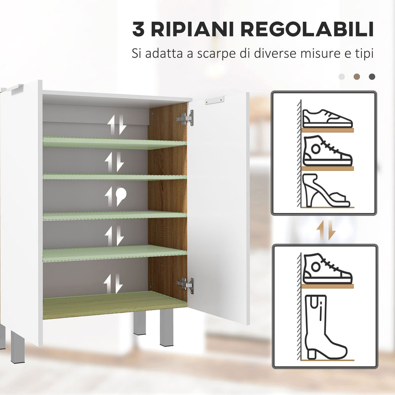 Scarpiera Moderna per 15-20 Paia di Scarpe 5 Ripiani e Chiusura Ammortizzata Bianco Lucido-4