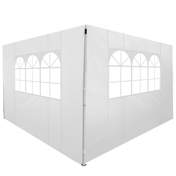 Set 2 Pareti Laterali per Gazebo 3x3 m Pieghevoli 295x200 cm in tessuto Oxford con Finestre Bianco prezzo