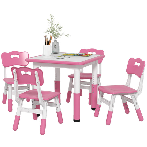 Set Tavolo con 4 Sedie per Bambini Altezza Regolabile Rosa online