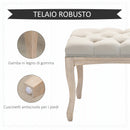 Panca Fondoletto Vintage Trapuntata a Bottoni 110x40x48 cm Tessuto Effetto Lino Beige -5