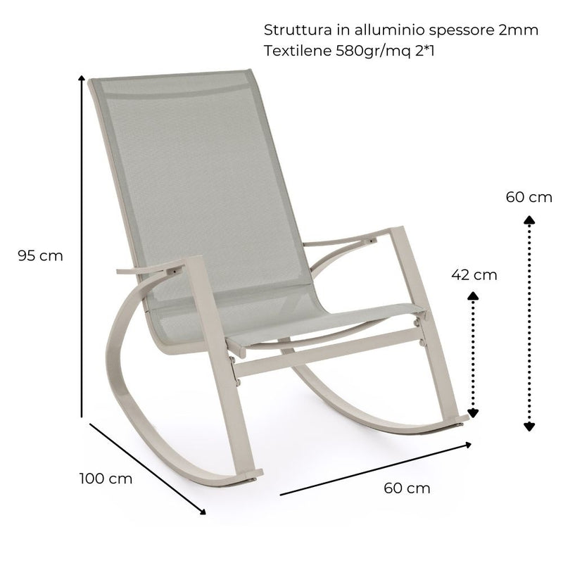 Sedia a Dondolo da Giardino 60x100x95 cm in acciaio Telma Ecrù-6