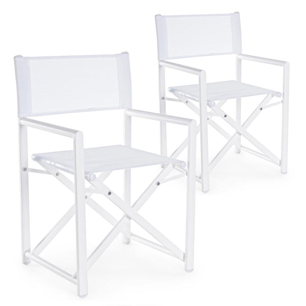 sconto Set 2 Sedie Regista Mare Pieghevoli 48x56x86 cm in Alluminio Gilda Bianco