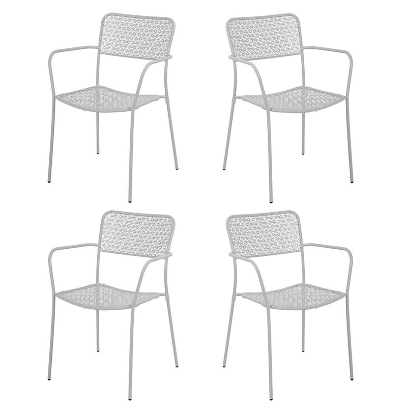 Set 4 sedie da Giardino con Braccioli 57x45/58x81,5h cm in Metallo Aura Grigio-1