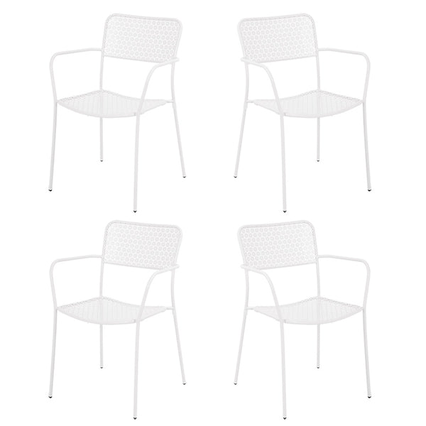 Set 4 sedie da Giardino con Braccioli 57x45/58x81,5h cm in Metallo Aura Bianco acquista