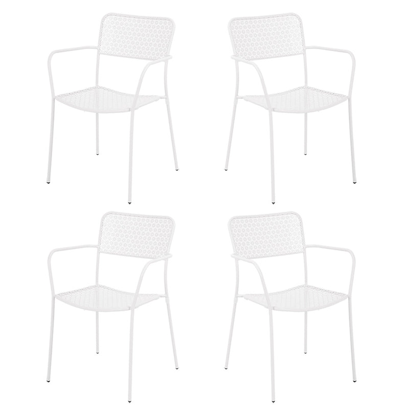 Set 4 sedie da Giardino con Braccioli 57x45/58x81,5h cm in Metallo Aura Bianco-1