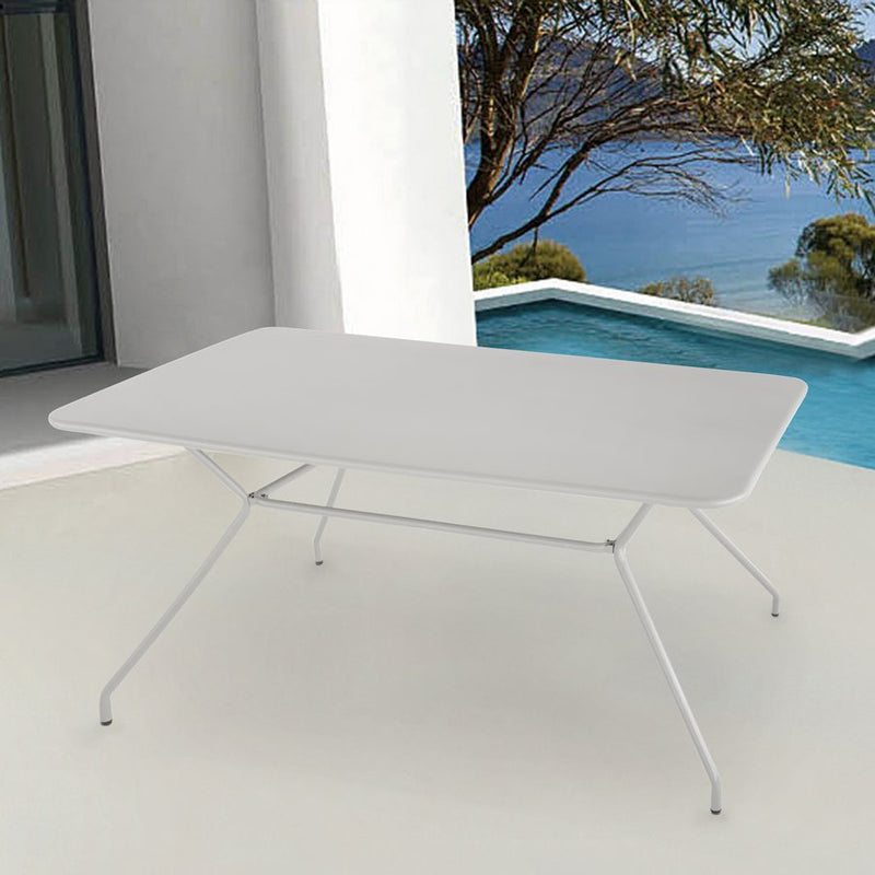 Tavolo da Giardino 150x80xH75 cm in metallo Cara Grigio-2