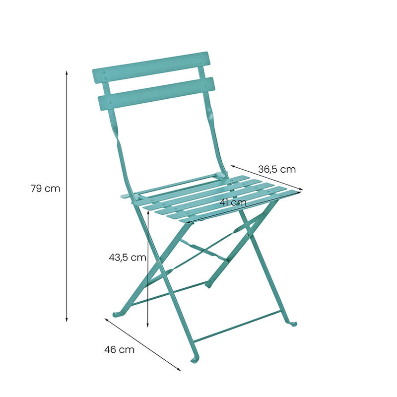 Set Tavolino e 2 Sedie Pieghevoli da Giardino in Acciaio Dalia Blu-8