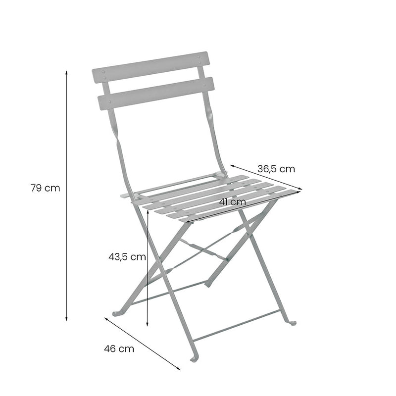 Set Tavolino e 2 Sedie Pieghevoli da Giardino in acciaio Dalia grigio-8