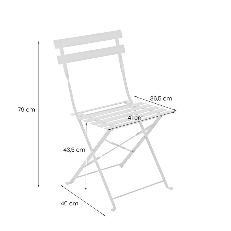 Set Tavolino e 2 Sedie Pieghevoli da Giardino in Acciaio Dalia bianco-8