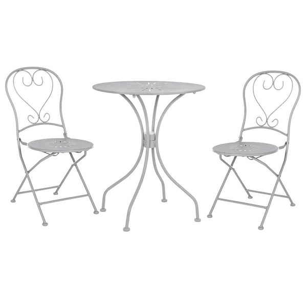 online Set Tavolino e 2 Sedie Pieghevoli da Giardino Deco Grigio