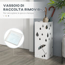 Portaombrelli con 4 Ganci e Vaschetta Raccogligocce 15,5x15,5x41cm in Metallo Bianco -5