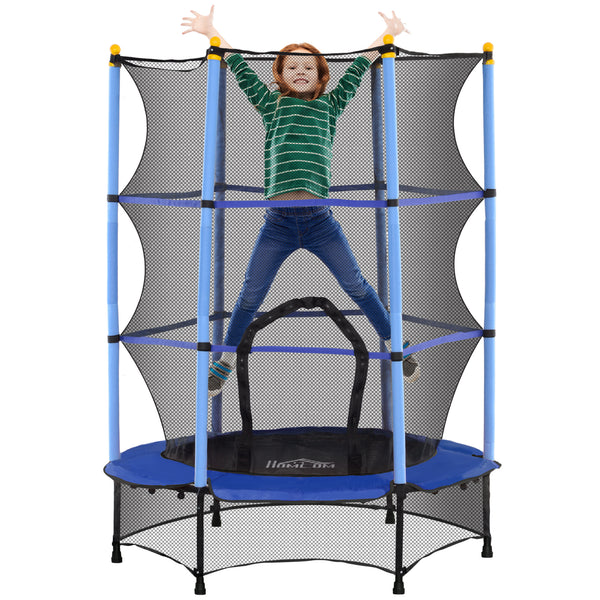 sconto Trampolino Elastico per Bambini da 3 Anni Ø140 cm con Rete di Protezione Blu e Nero