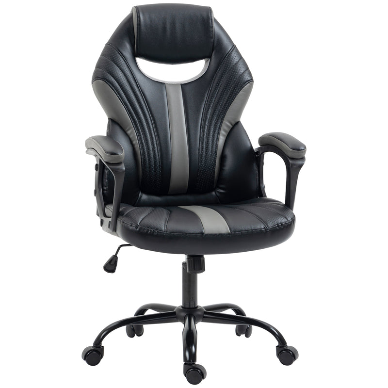 Sedia da Gaming Ergonomica 63x68x105-113cm in Similpelle Nero e Grigio-1