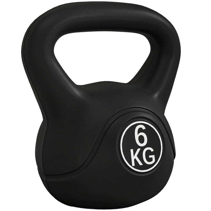 Kettlebell per Allenamento 6 kg in Plastica e Sabbia Nero  -1