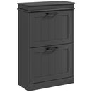 Scarpiera Salvaspazio Design Moderno 2 Cassetti Ribaltabili 54x24x82,5 cm Nero -1