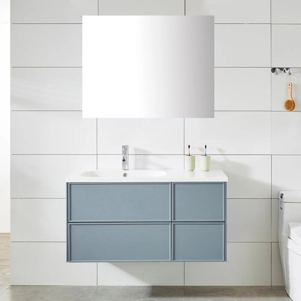 Mobile Bagno Sospeso 100 cm Lavabo e Specchio Malibù Grigio sconto