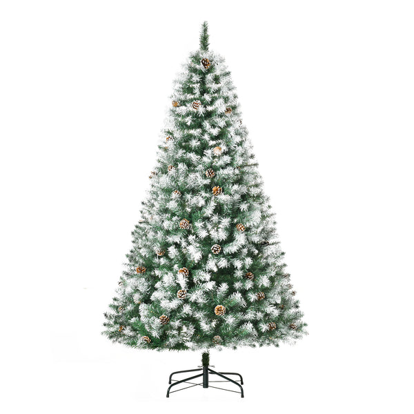 prezzo Albero di Natale Artificiale Innevato 180 cm 800 Rami con Pigne Apertura Automatica Verde