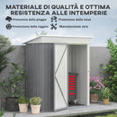 Casetta da Giardino Porta Attrezzi 161x95x163/181cm in Acciaio con Porta Bloccabile Grigio-4