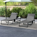 Set 2 Lettini Prendisole da Giardino 65x188x36 cm in Acciaio e Poliestere Grigio e Nero-2