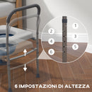 Sedia WC per Anziani e Disabili 4 in 1 Regolabile in Altezza 64x53x70-82 cm con Braccioli Imbottiti Grigio-4