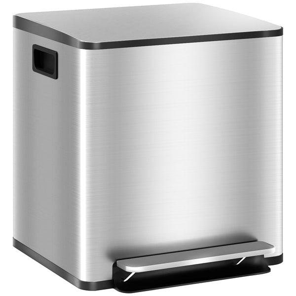 Pattumiera a Pedale 2 Sezioni 15L 41,8x36,7x44 cm in Acciaio Inox e PP prezzo