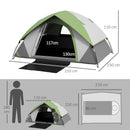 Tenda da Campeggio 2 Posti con Finestra a Rete 210x210x150 cm in Poliestere e Fibra di Vetro Grigio e Verde-3