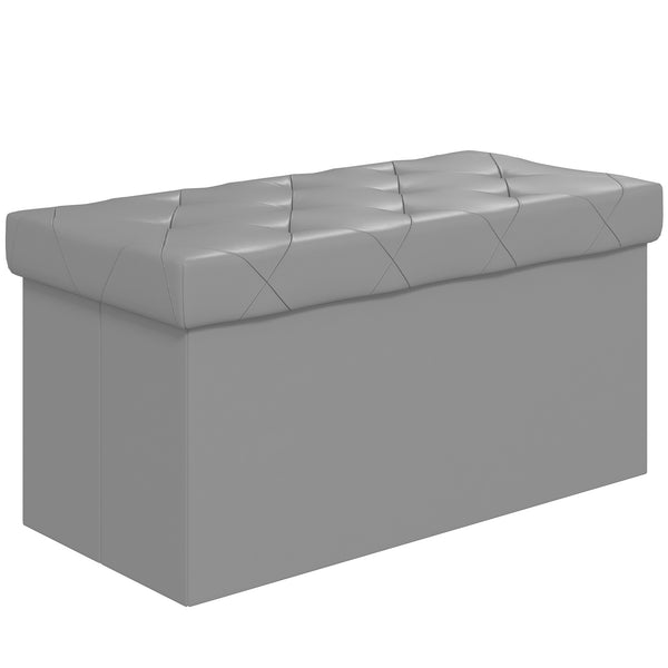 prezzo Panca Contenitore Pieghevole 84L 76x38x38 cm in Finta Pelle Grigio