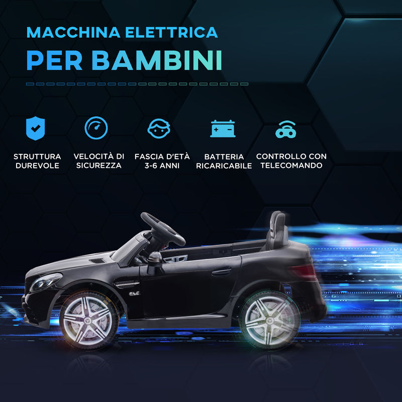 Macchina Elettrica per Bambini Licenza Mercedes SLC 300 con Telecomando Nero  -4