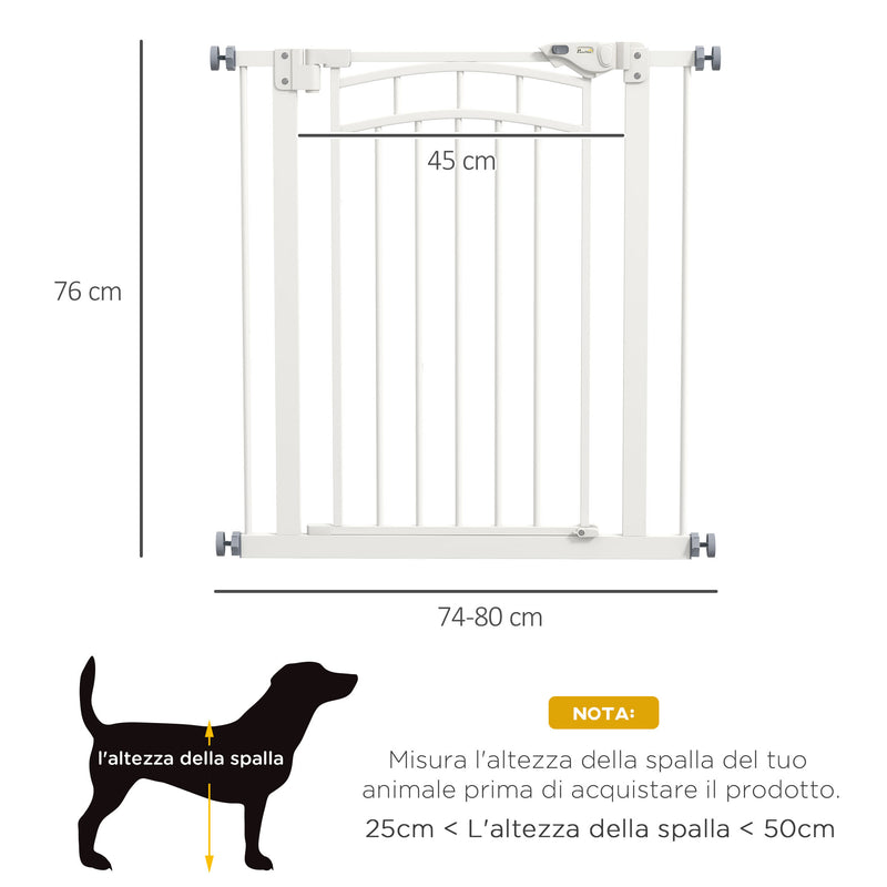 Cancelletto per Cani taglia Piccola e Media 74-80x76 cm in Acciaio e PA Bianco-3