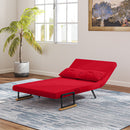 Divano Letto Schienale Regolabile 102x73x81 cm in Velluto Rosso -9