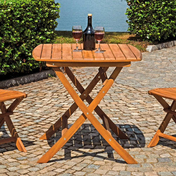 sconto Tavolo Pieghevole da Giardino 80x80x76 cm Piombino in Legno  di Acacia