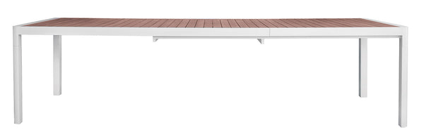 Tavolo Allungabile da Giardino 200/300x100x76 cm Lanzarote in Alluminio e Doghe in Teak Bianco online