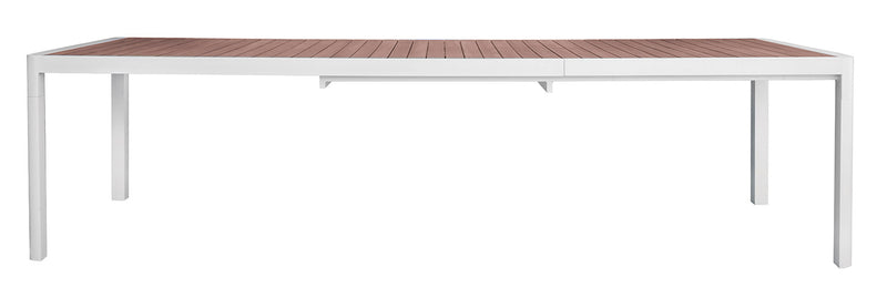 Tavolo Allungabile da Giardino 200/300x100x76 cm Lanzarote in Alluminio e Doghe in Teak Bianco-1