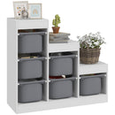 Scaffale Portagiochi per Bambini a 3 Livelli 6 Contenitori 96x38,5x90 cm Grigio -1