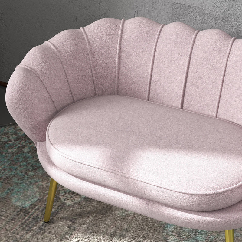 Divano 2 Posti 130x77x77 cm in Velluto Rosa  -9