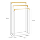 Portasciugamani Autoportante a 3 Sbarre 45x22,5x86 cm in Bambù e Acciaio Bianco e Legno-3